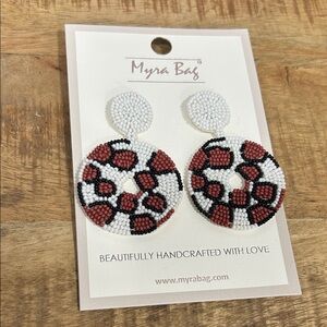 Myra Bag Black, White, and brown Beaded Earrings